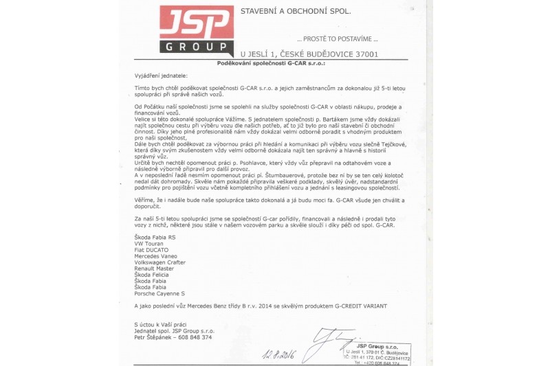 Spolupráce se společností JSP Group s.r.o.